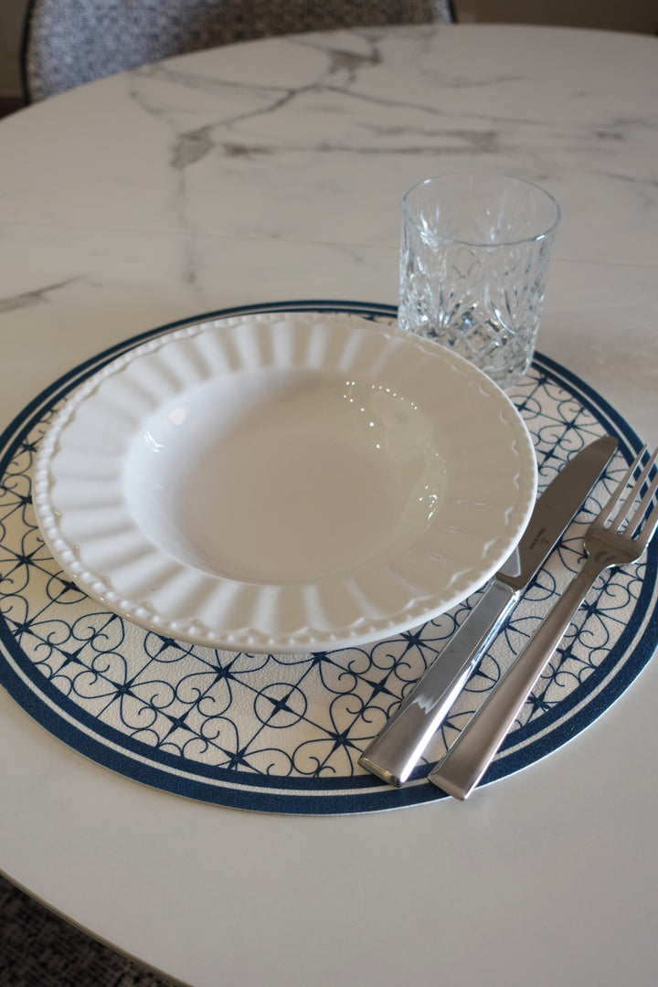 Tovaglietta rotonda cementina blu