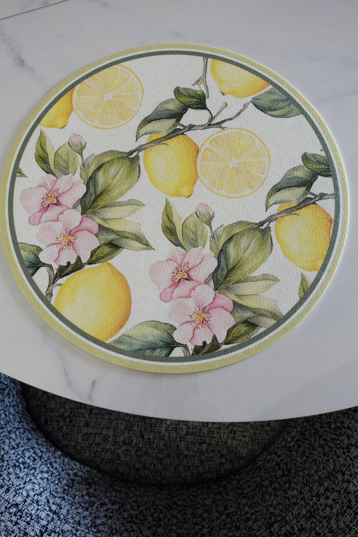 Tovaglietta rotonda fiori e limoni