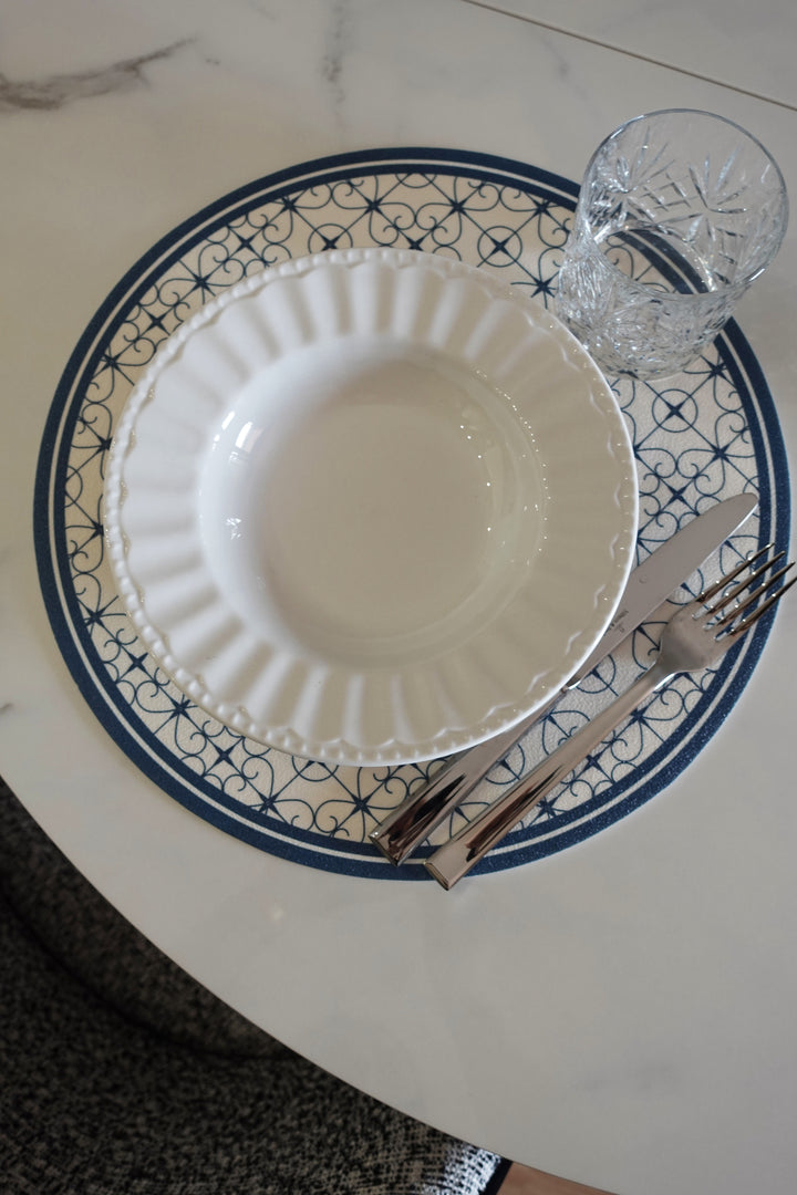 Tovaglietta rotonda cementina blu