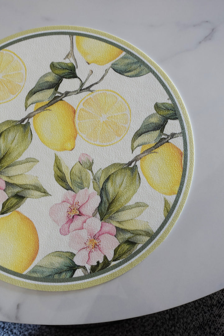 Tovaglietta rotonda fiori e limoni