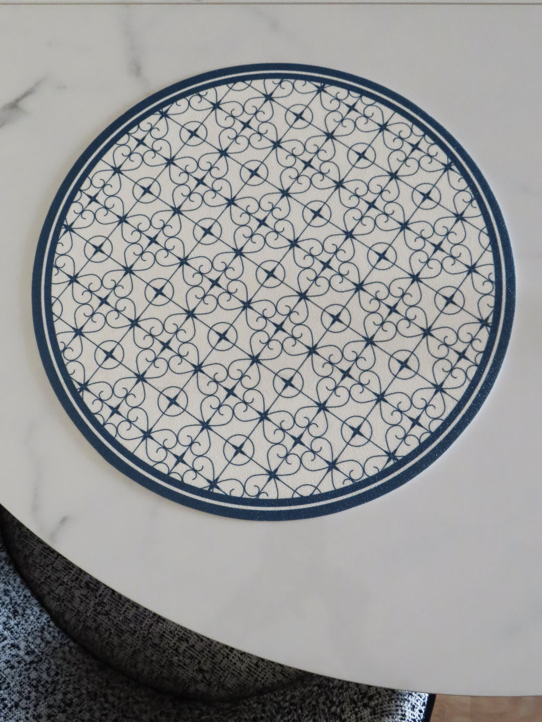 Tovaglietta rotonda cementina blu