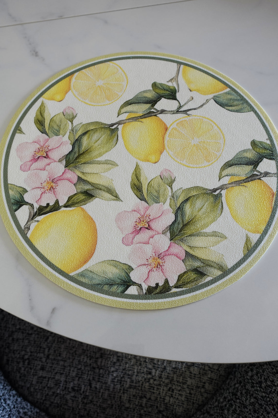 Tovaglietta rotonda fiori e limoni