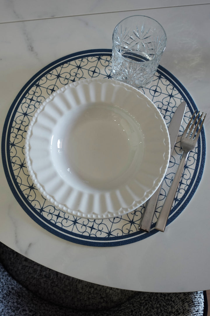 Tovaglietta rotonda cementina blu