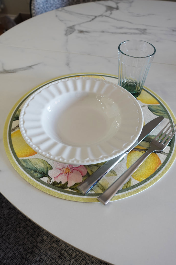 Tovaglietta rotonda fiori e limoni