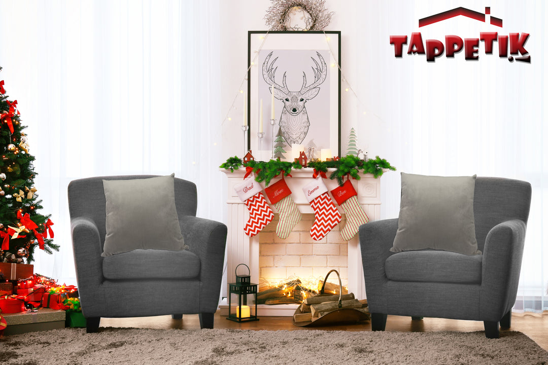 Set 2 Fodere natalizie decorative VELLUTO GRIGIO CHIARO