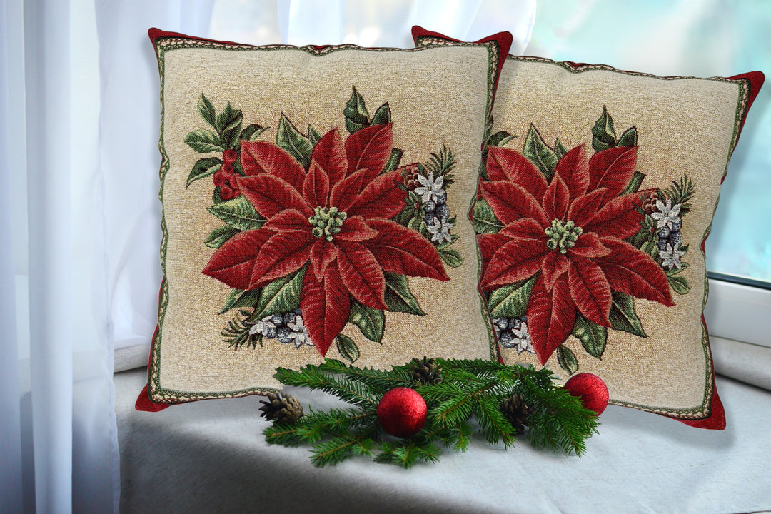 Set 2 fodere natalizie Stella di natale e foglie