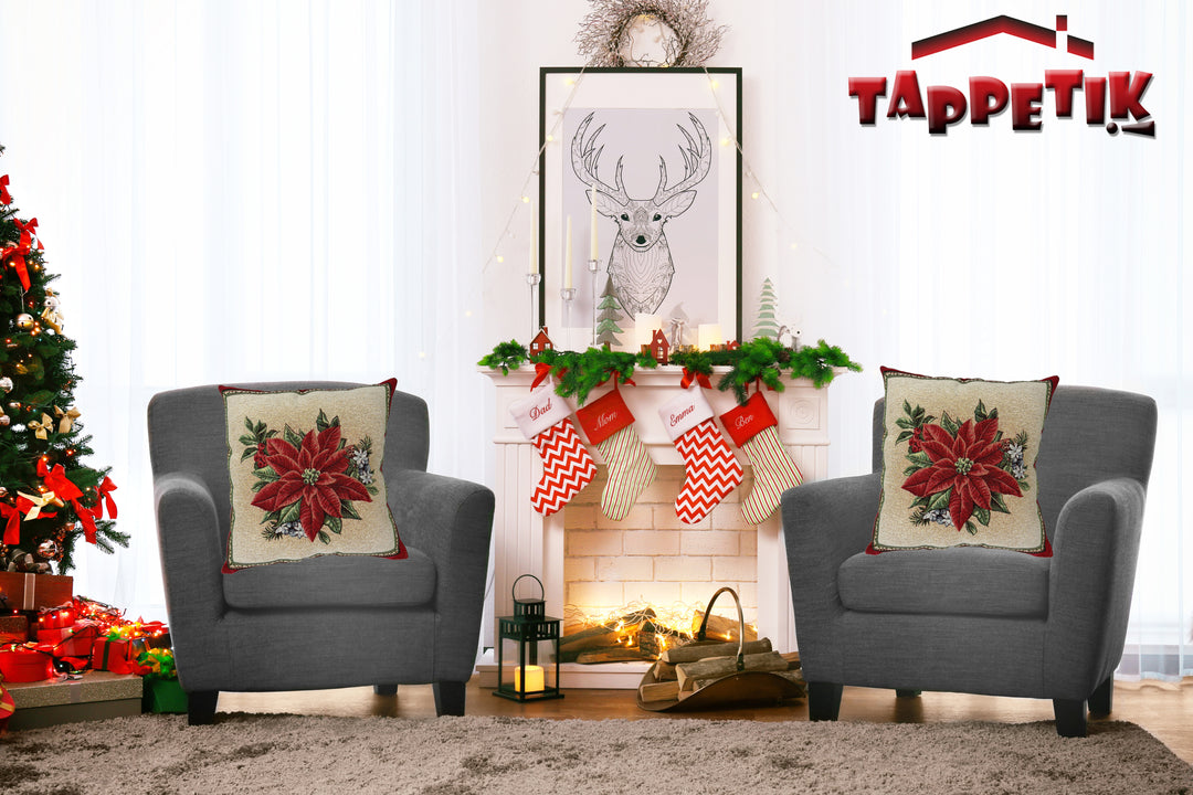 Set 2 fodere natalizie Stella di natale e foglie