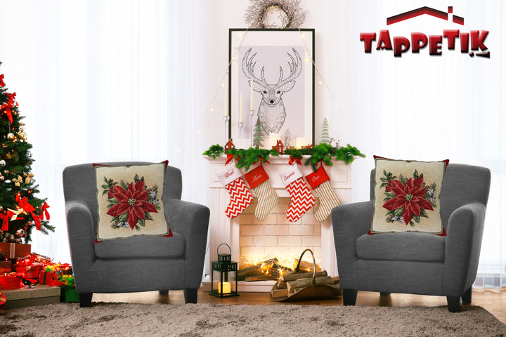 Set 2 fodere natalizie Stella di natale e foglie