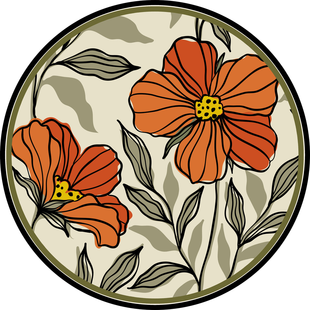 Tovaglietta rotonda fiori arancio 16