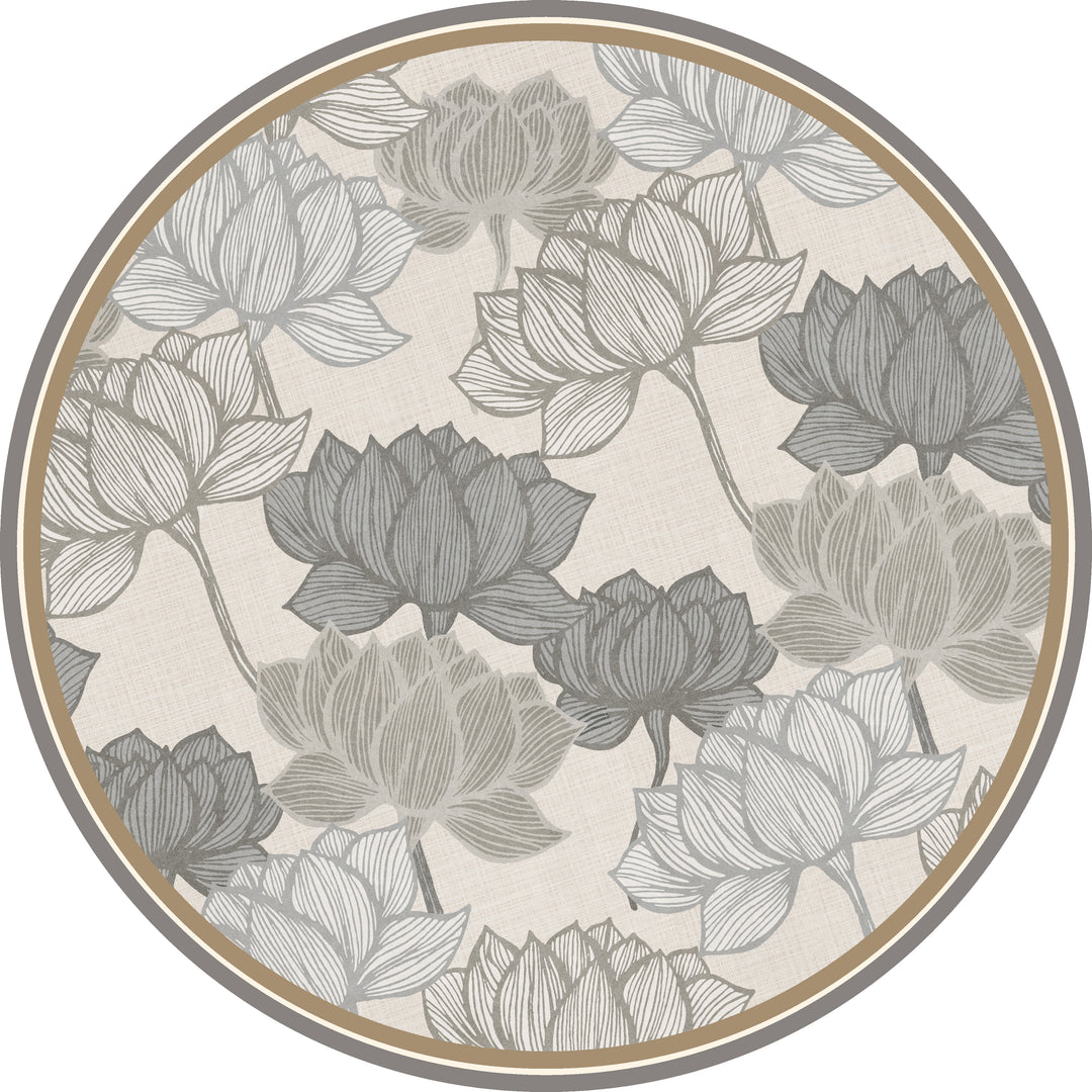 Tovaglietta rotonda fiori grigi 9