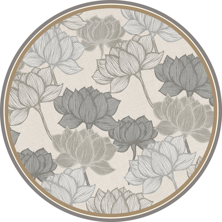 Tovaglietta rotonda fiori grigi 9