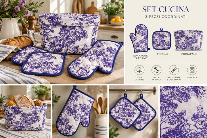 Set guantone, porta pane e due presine Disegno Alive