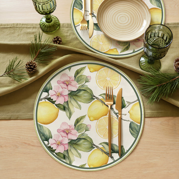 Tovaglietta rotonda fiori e limoni