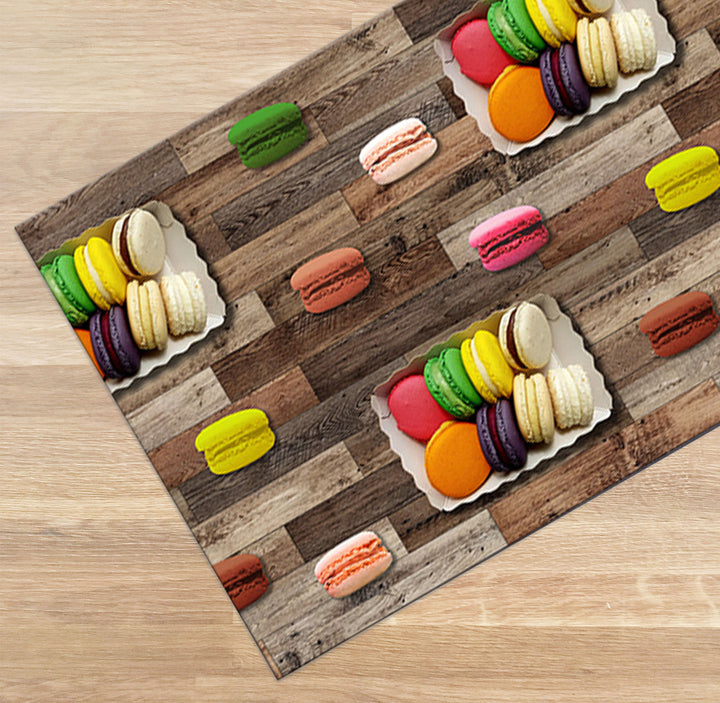 Non-slip kitchen mat Macarons wood