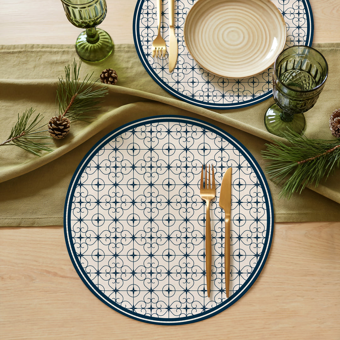 Tovaglietta rotonda cementina blu