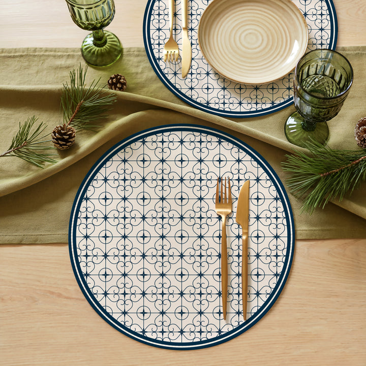 Tovaglietta rotonda cementina blu