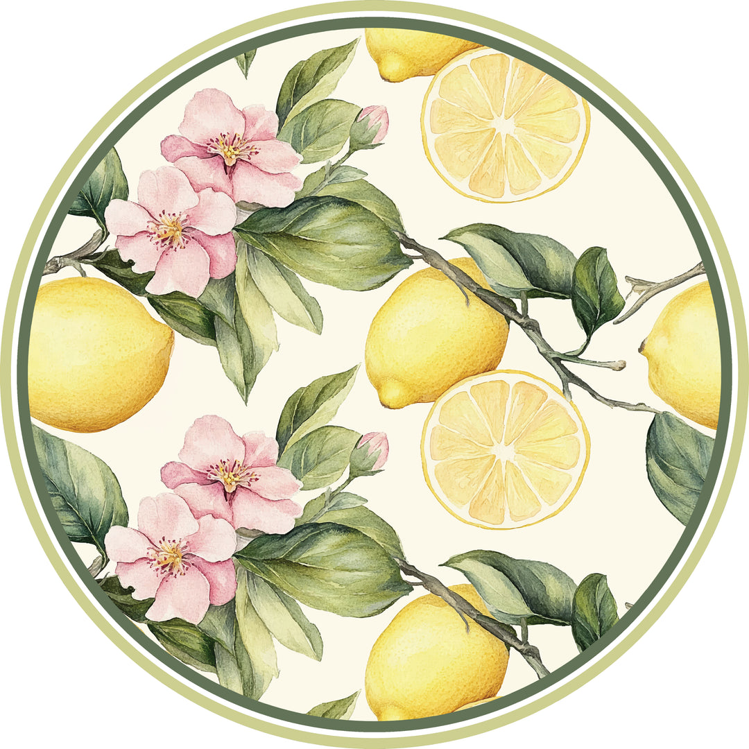Tovaglietta rotonda fiori e limoni