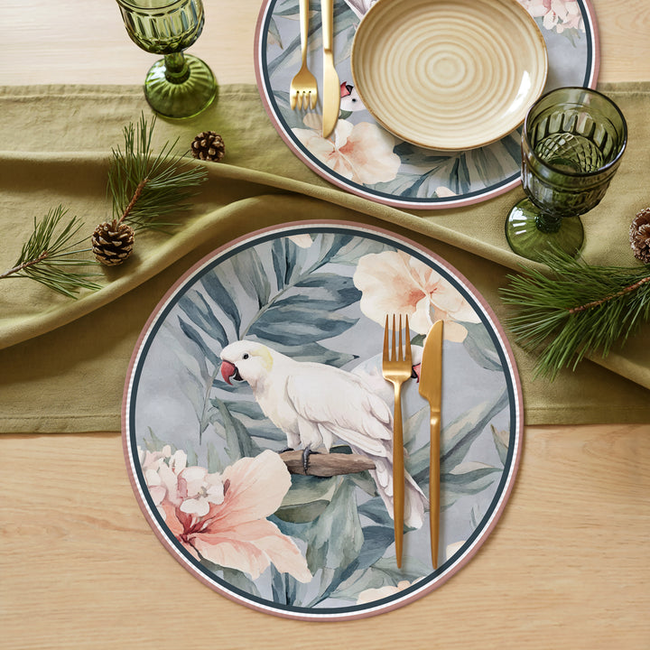 Tovaglietta rotonda pappagalli