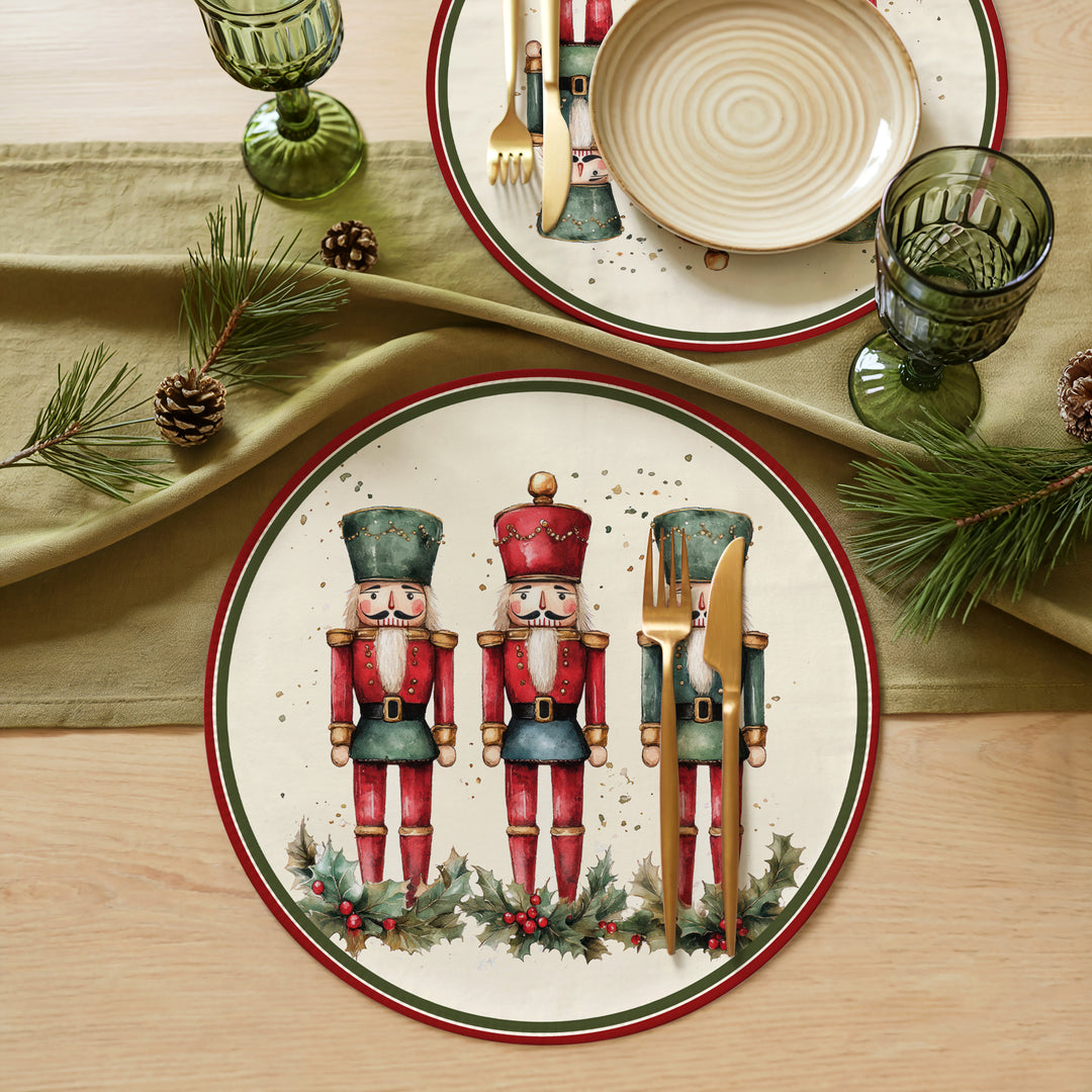 Tovaglietta rotonda Natale schiaccianoci