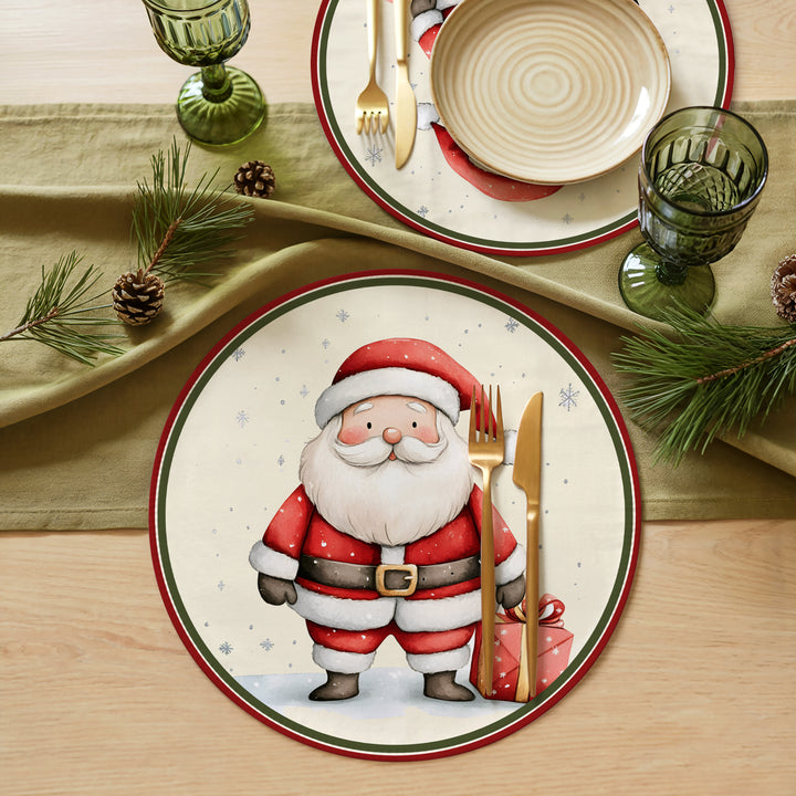 Tovaglietta rotonda Natale Santa Claus