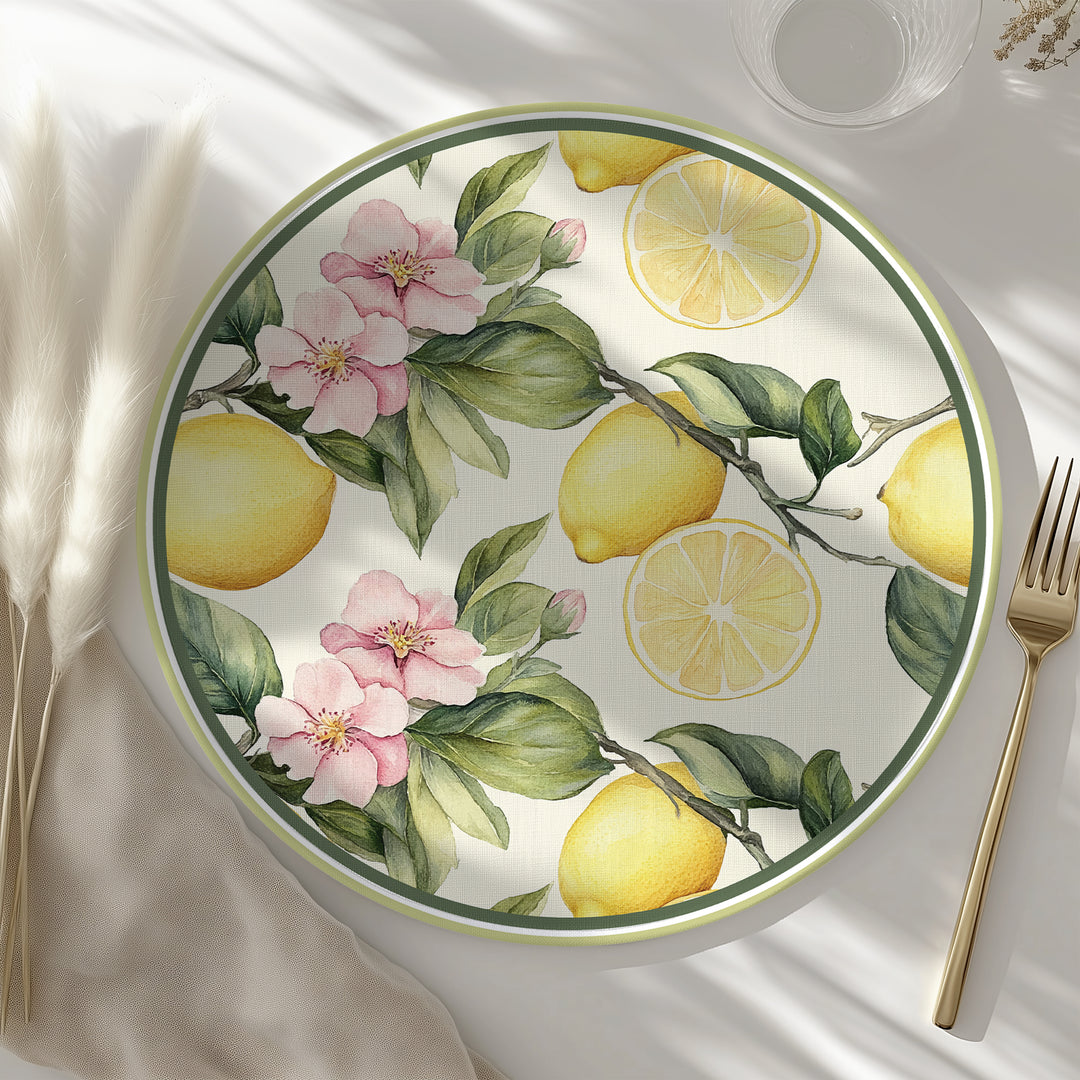 Tovaglietta rotonda fiori e limoni