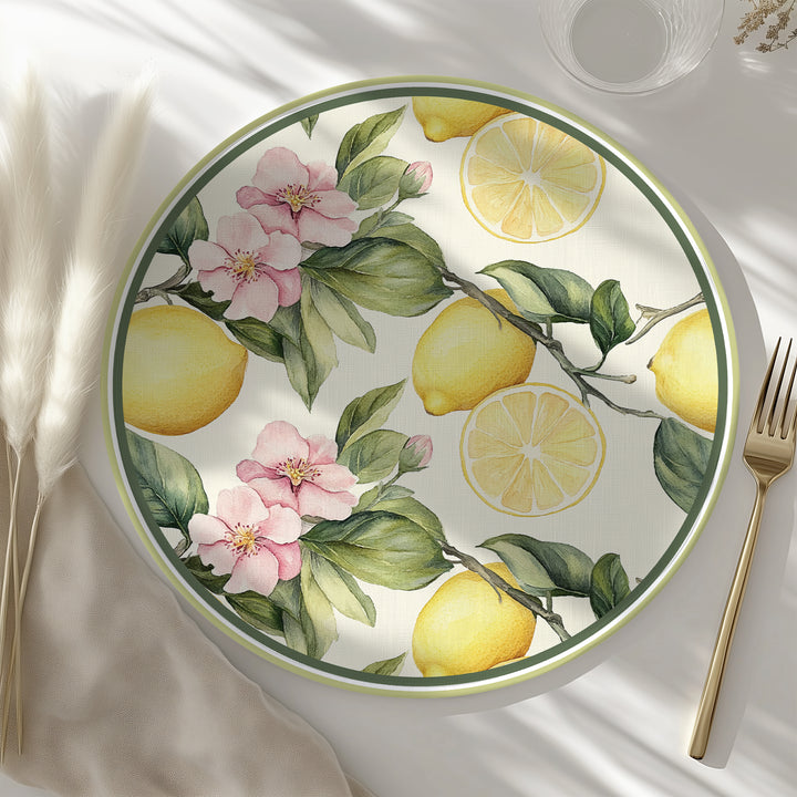 Tovaglietta rotonda fiori e limoni