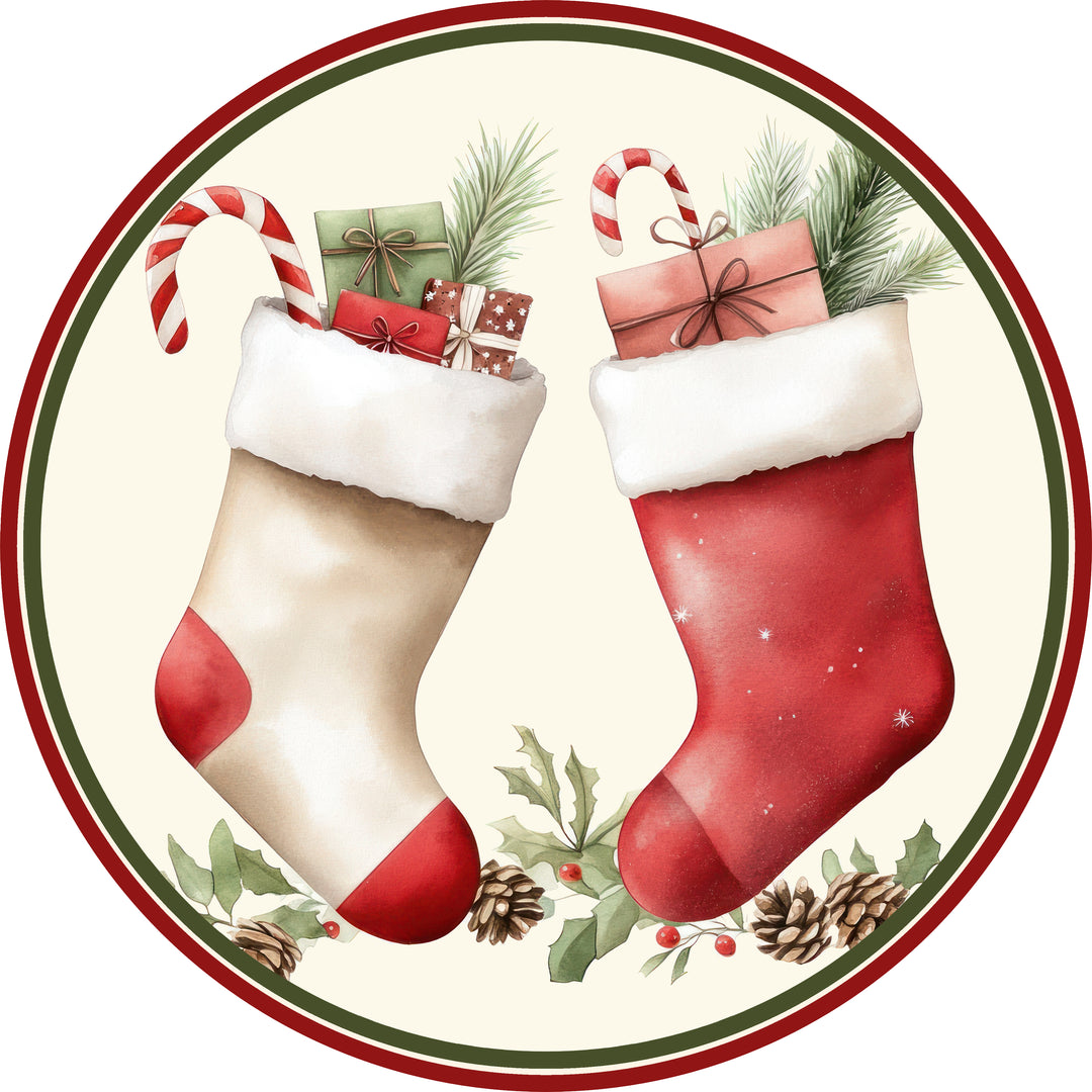 Tovaglietta rotonda Natale calze