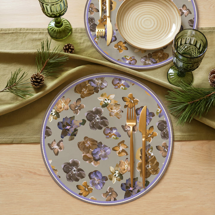Tovaglietta rotonda fiori lilla
