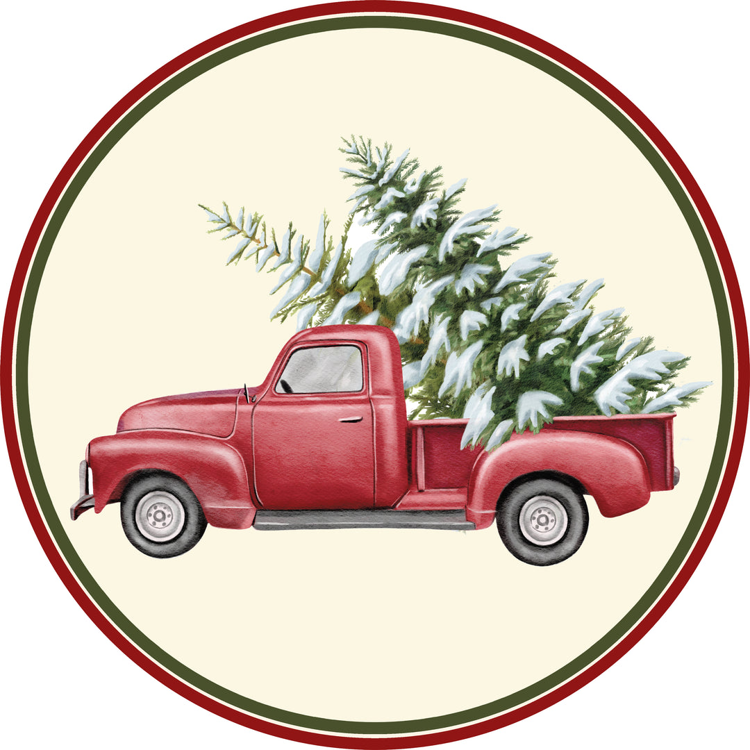 Tovaglietta rotonda Natale macchina