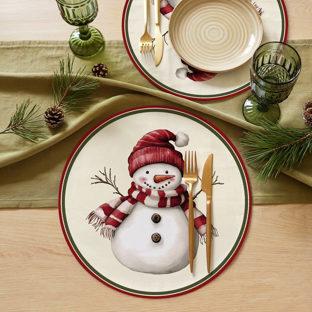 Tovaglietta rotonda Natale snowman