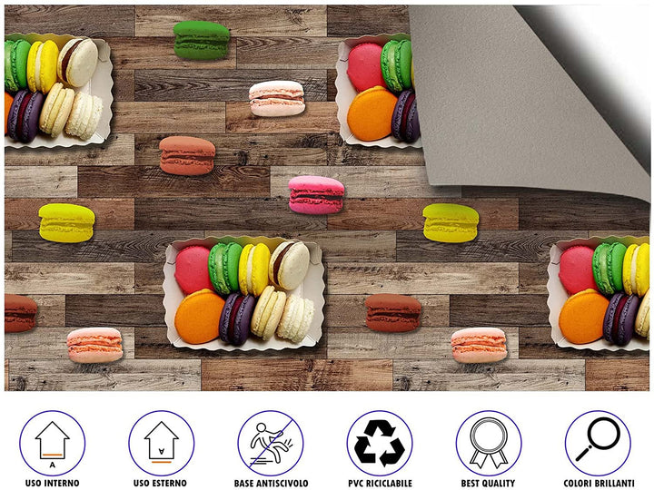 Non-slip kitchen mat Macarons wood