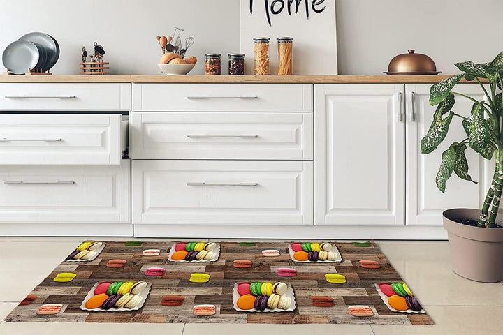 Non-slip kitchen mat Macarons wood