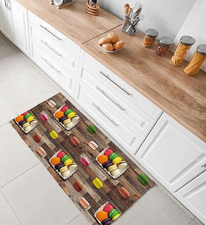 Non-slip kitchen mat Macarons wood